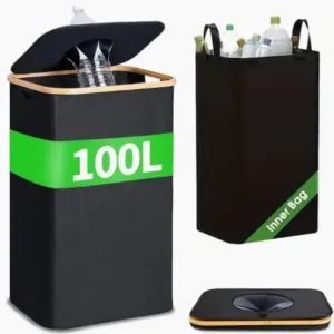 LURESHINE Flaschensammler 100L – Faltbar, wasserdicht und waschbar, mit Deckel und Tragegriff, ideal zum Sammeln von Leergut und Altglas, perfekt für die Küche oder Vorratsraum.